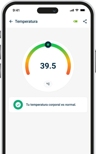 Lectura de temperatura corporal en la app YANO