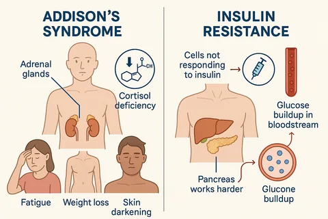 crea una imagen que demuestra el Síndrome de Addison y Resistencia a la Insulina