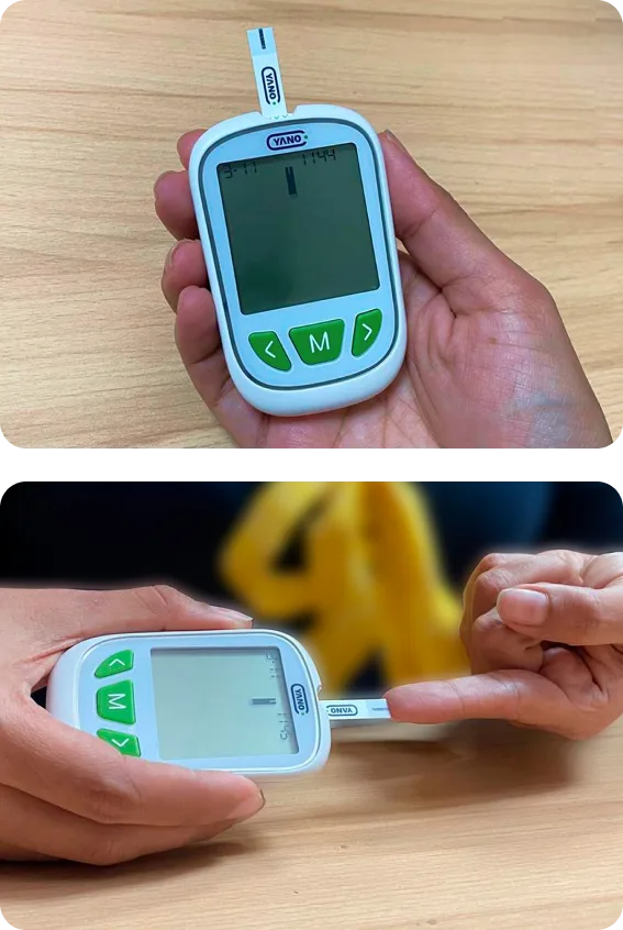 Glucómetro inteligente en uso