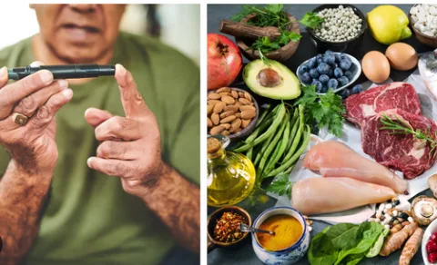 Alimentación saludable y monitoreo de glucosa.